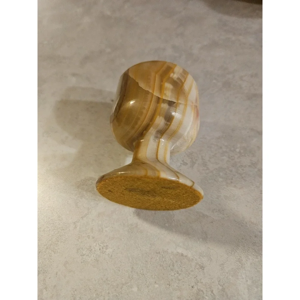 Vintage Marble Agate Stone‎ Pedestal Pen Pencil Holder Paperweight - 3 1/4